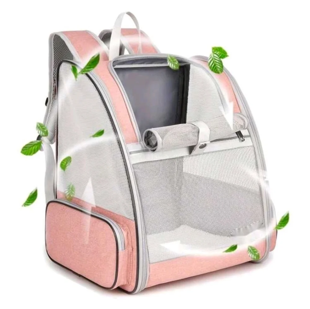 Pink and Gray Pet Carrier Backpack